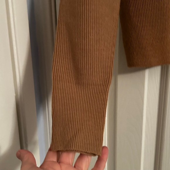 French Connection Ribbed Knit Scoop Back Sweater Caramel Women’s S - Picture 3 of 8